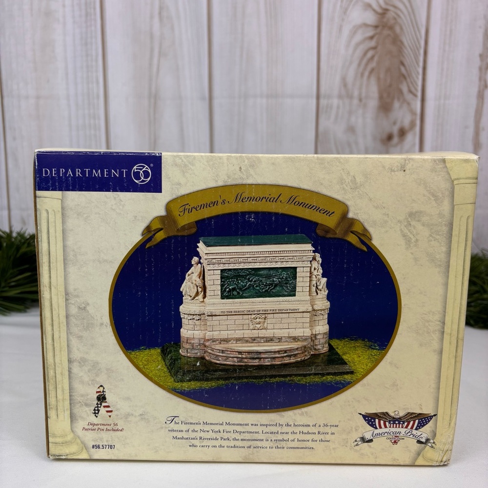 Department 56 Firemen's Memorial Monument Patriotic Figure Vintage 2002 Retired - Picture 2 of 8
